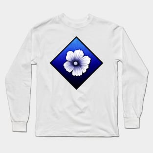 Wax pattern of cosmos flower on blue background Long Sleeve T-Shirt